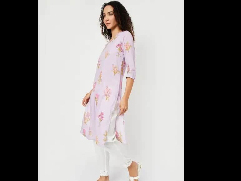 Floral Printed Cotton Straight Kurta