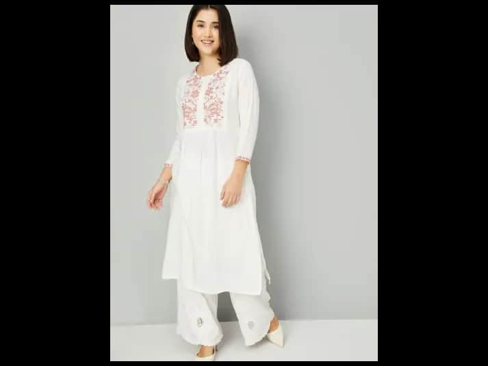 Floral Yoke Design Thread Work A-Line Kurta