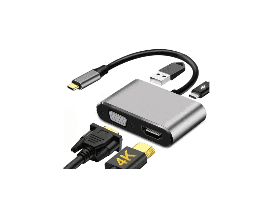 4 in 1 Type-C To HDMI + VGA + USB 3.0 + USB-C (A Grade)