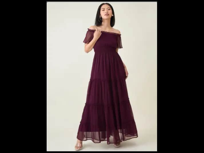 Women Off-Shoulder Chiffon Maxi Dress