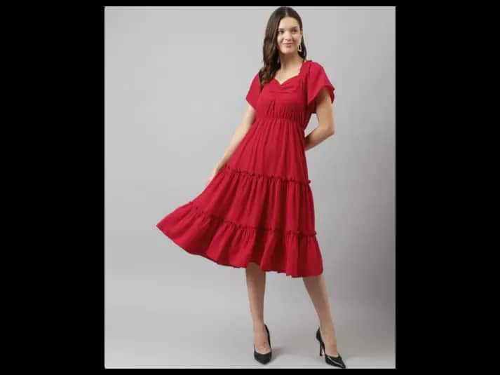 Fit & Flare Dress with Bell Sleeves
