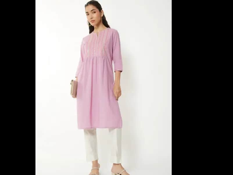 Women Embellished Sequinned Pastels Kurta