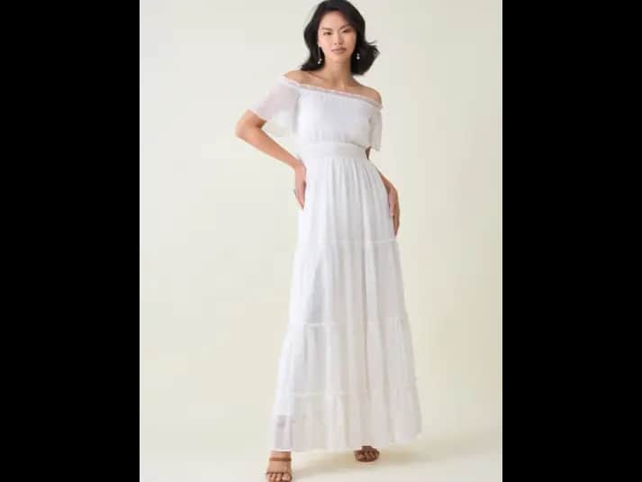 Women Off-Shoulder Smocked Tiered Maxi Dress