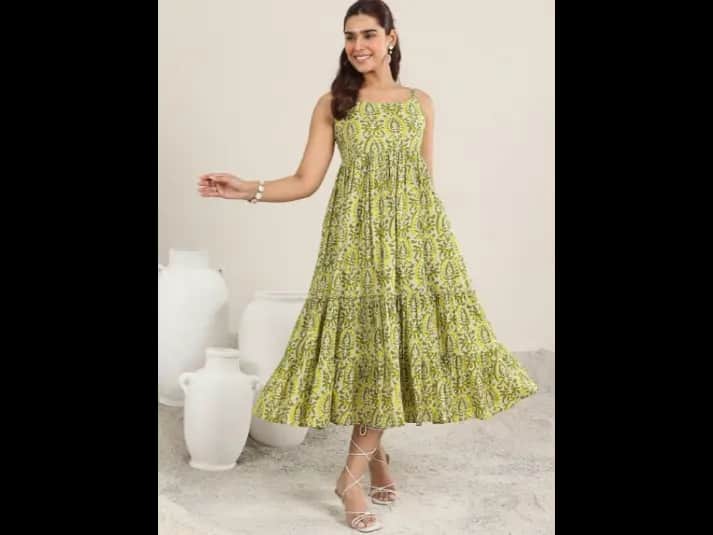 Women Floral Printed Pure Cotton A-Line Midi Dress