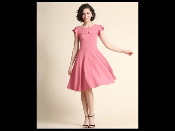 Short-Sleeve A-Line Dress