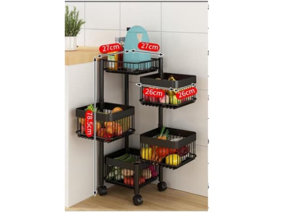 Metal 4 Layer Kitchen Rotating Trolley Portable- Vegetable rack (2)
