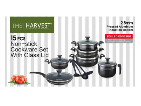 Premium Quality 15 Pcs Cookware Set (BLACK / BROWN) - Cooking pots (2)