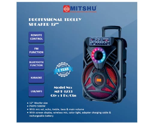 Mitshu PROFESSIONAL TROLLY SPEAKER 12″ – MHT-1233 Woofer / Bluetooth (4)