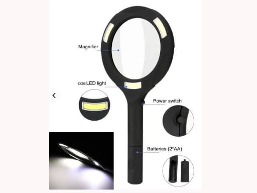 3 COB LED Powered Reading Magnifying Glass Lens