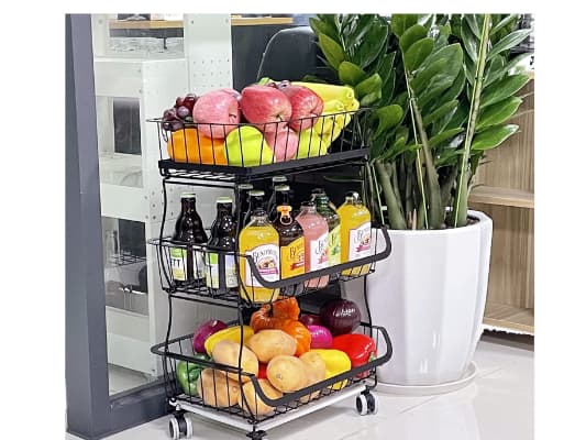 3 Layers Metal Rack Kitchen Cart Trolley Vegetable (2)