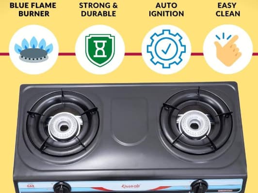 Kawashi 2 Burner Gas Cooker Non-Stick (Black) (3)