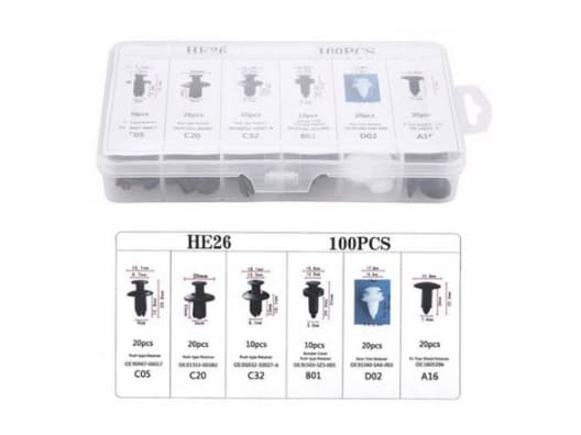 100pcs Auto Fastener Clip Kit Fender Rivet Clips (5)