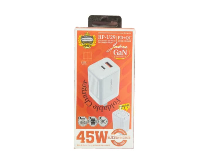 Remax RP-U29 Jaker II Series 45W PD QC GAN Foldable Charger (2)