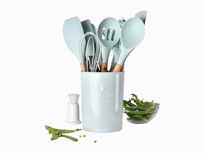 12 PCS Silicone Cooking Tools with Wood Handle / Spoons & Other Accessories (2)