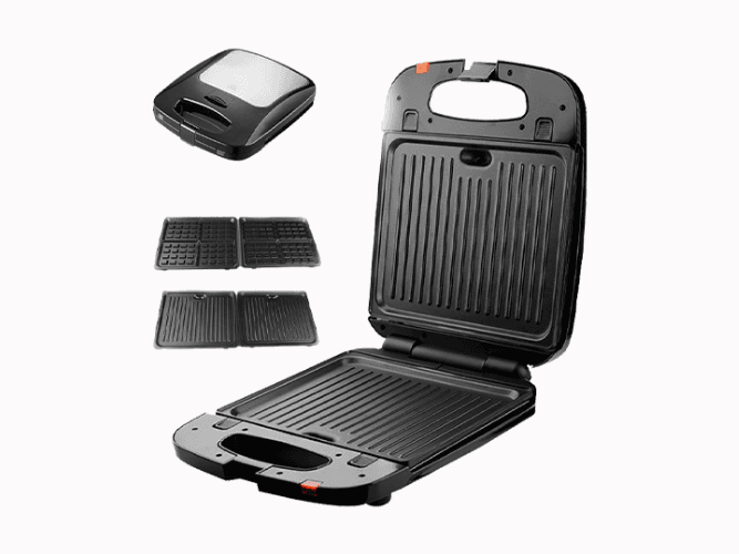Multi-Purpose Detachable 3-in-1 Sandwich, Waffle, and Grill Maker / Combination Toaster