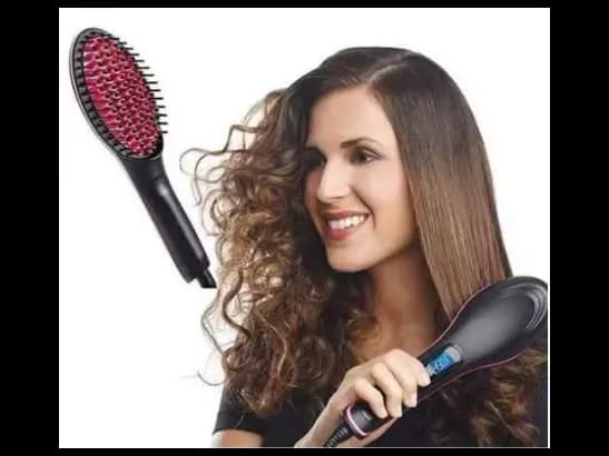 Simply Straight Ceramic Hair Straightening Brush with 3D Ceramic Bristles