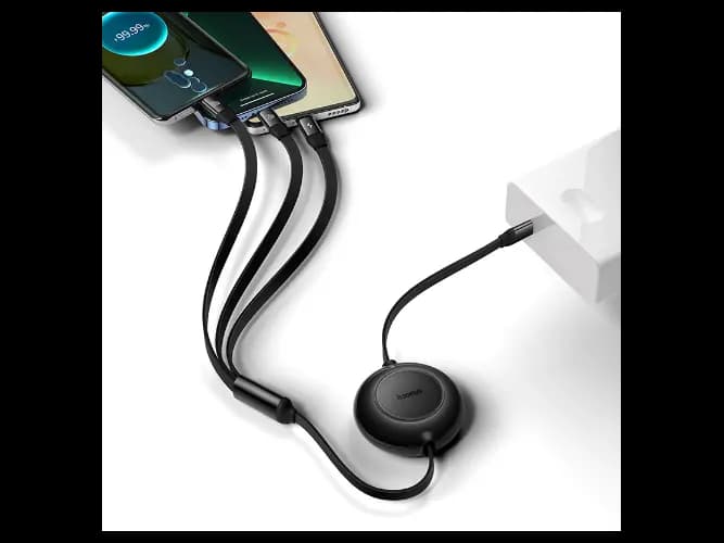 Baseus Bright Mirror 2 Type-C to M L C Series Retractable 3-in-1 Fast Charging Data Cable 100W 1.1m Black – CAMJ010201 – 6 Months Warranty (3)
