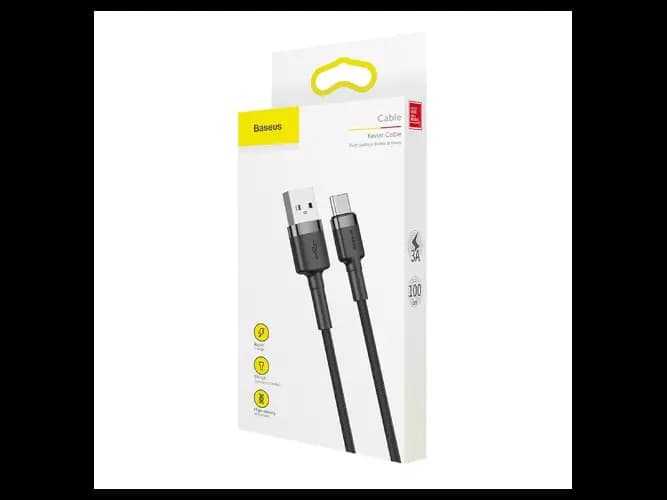 Baseus Cafule 1M Cable USB For Type-C 3A-Gray Black-CATKLF-BG1-6 Months Warranty (3)