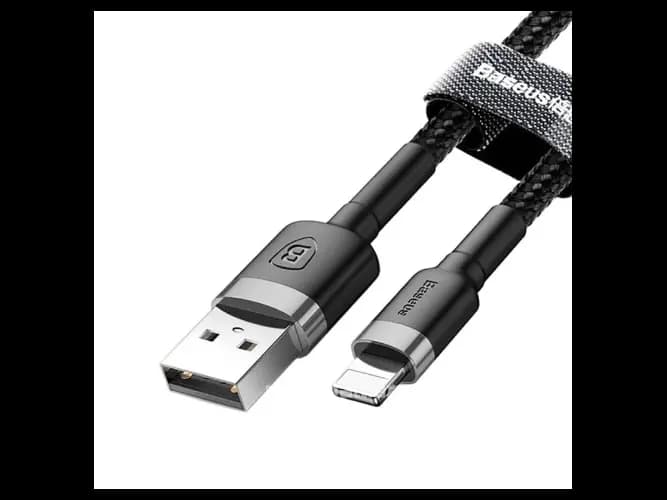 Baseus Cafule 3M Nylon Braided Cable USB To Lightning QC3.0 2A Black-Grey -CALKLF-RG1- 6 Months Warranty (3)