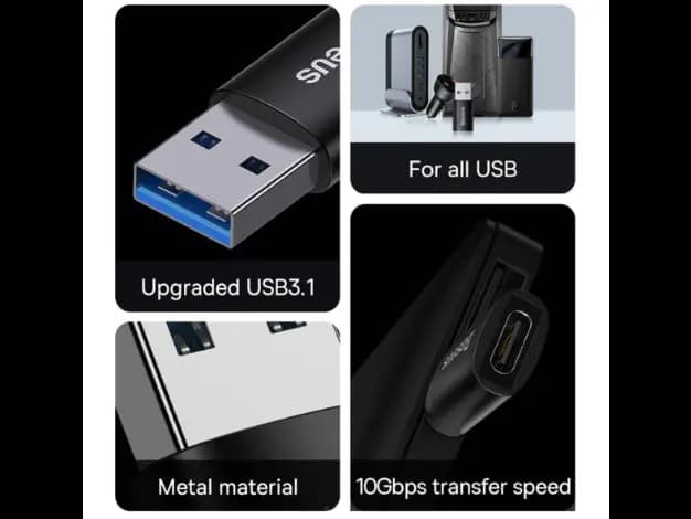 Baseus USB to Type-C Ingenuity Series Mini OTG Adaptor 3.1 Black – ZJJQ000101- 6 Months Warranty (3)