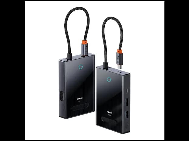 Baseus PioneerJoy 8 – Port Four-Screen Type-C HUB Adapter Gray -Type – C t0 HDMI4K@60Hz x 1  HDMI4K@30Hz x 1  DP8K@30Hz x 1  VGA USB3.0 x 2  Type -C / Data PDout x 1 PD x 1-WKYY030413 (3)