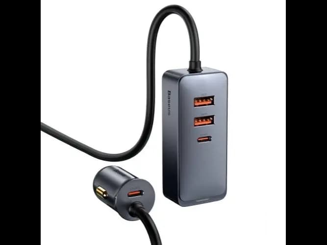 Baseus 120W Share Together PPS Multi-port Fast Charging Car Charger With Extension Cord – CCBT-A0G – 6 Months Warranty