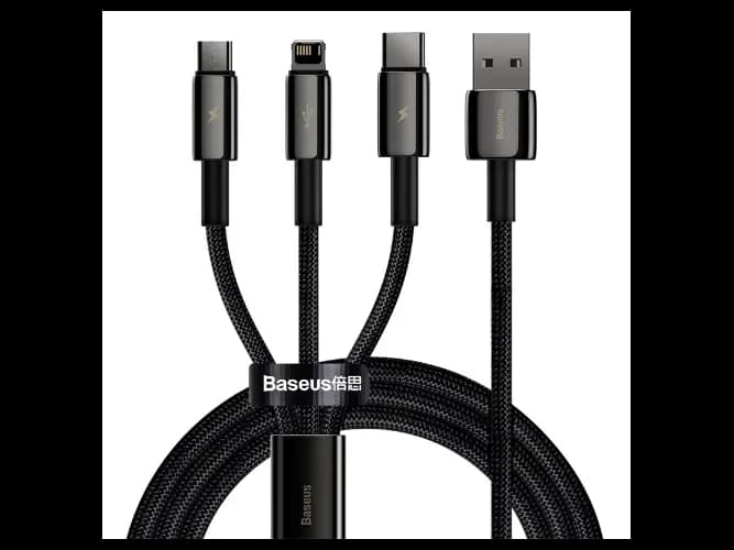 Baseus Tungsten 3 in1 USB – Lightning , Type C ,Micro Cable- CAMLTWJ-01- 6 Months Warranty
