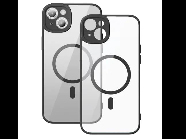 Baseus i iPhone 14 Plus Frame Series Magnetic Case (Pack of 1 with Full Coverage Tempered Glass Screen Protector and Cleaning kit), Black – ARJT030001 (5)