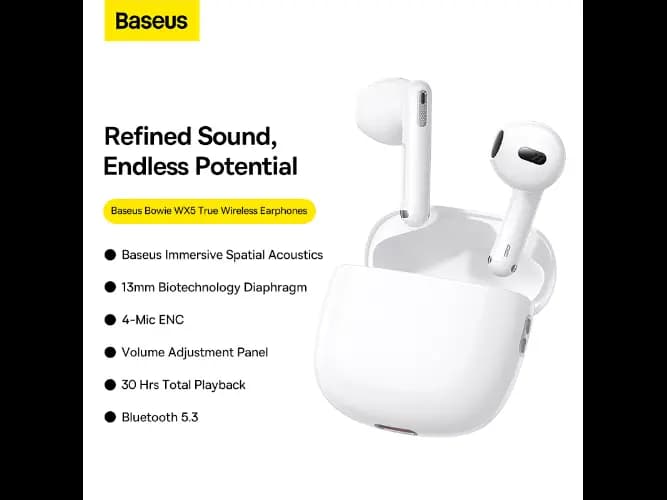 Baseus Bowie WX5 True Wireless Earphones White – A00051001212-00 – 6 Months Warranty (5)