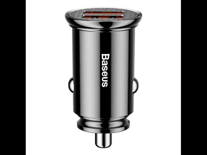 Baseus Circular Plastic A+A 30W Dual QC3.0 Quick Car Charger Black-CCALL-YD01- 6 Months Warranty
