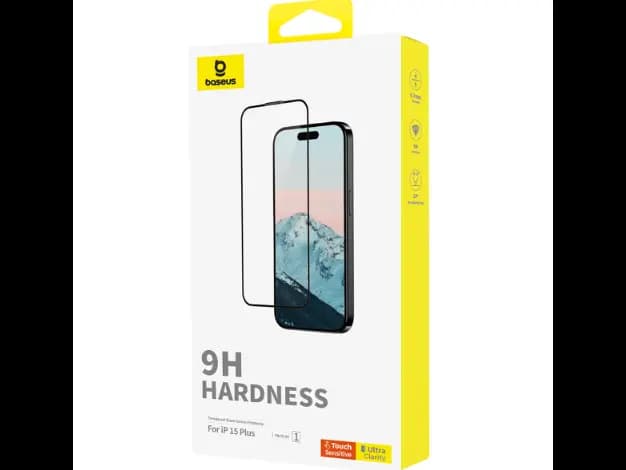 Baseus Diamond Series for Iphone 15 Plus, Full-Coverage HD Tempered Glass Screen Protector Clear (Pack of 1, with cleaning kit and EasyStick installation tool) – P60057404203-02