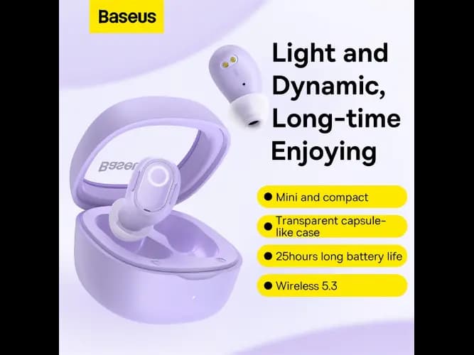 Baseus Bowie WM02 TWS Wireless In-Ear Bluetooth Earbud Purple– NGTW180005 – 6 Months Warranty (4)