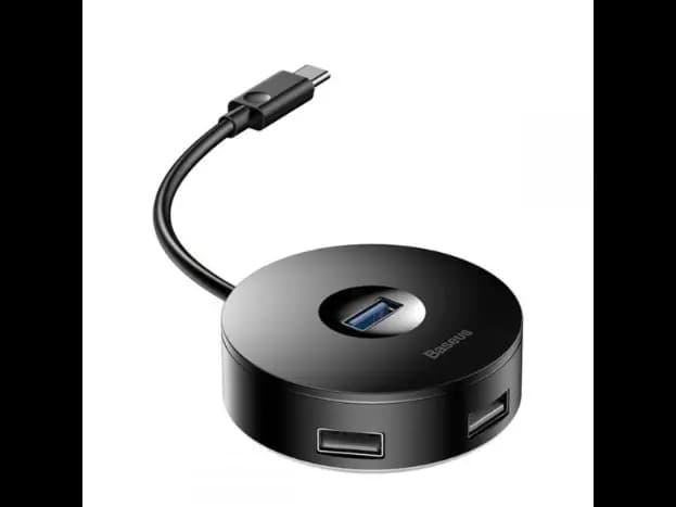 Baseus 4 Port Air Joy-Round box Type-C Hub Adapter 25CM Type-C to USB3.0*1 / USB2.0*3 Black – CAHUB-G01- 6 Months Warranty (2)