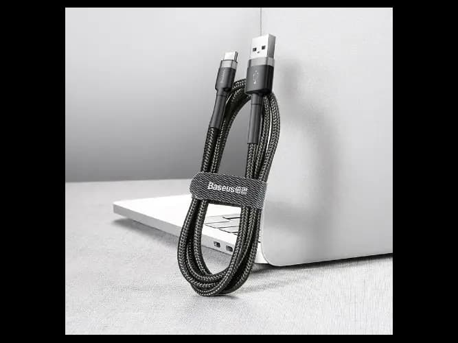 Baseus Cafule 1M Cable USB For Type-C 3A-Gray Black-CATKLF-BG1-6 Months Warranty (4)