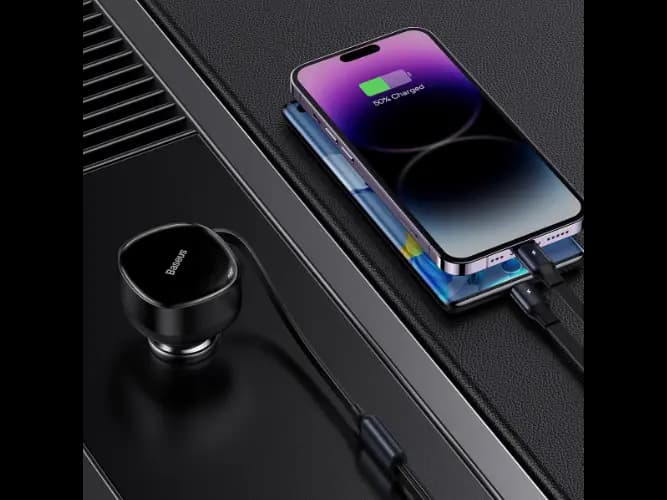 Baseus Enjoyment Retractable 2-in-1 Car Charger C L 30W Black – CGTX000001 – 6 Months Warranty (4)