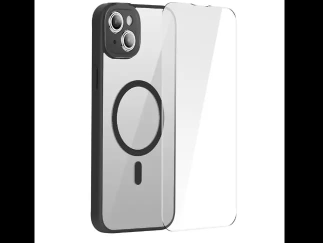 Baseus i iPhone 14 Plus Frame Series Magnetic Case (Pack of 1 with Full Coverage Tempered Glass Screen Protector and Cleaning kit), Black – ARJT030001 (2)