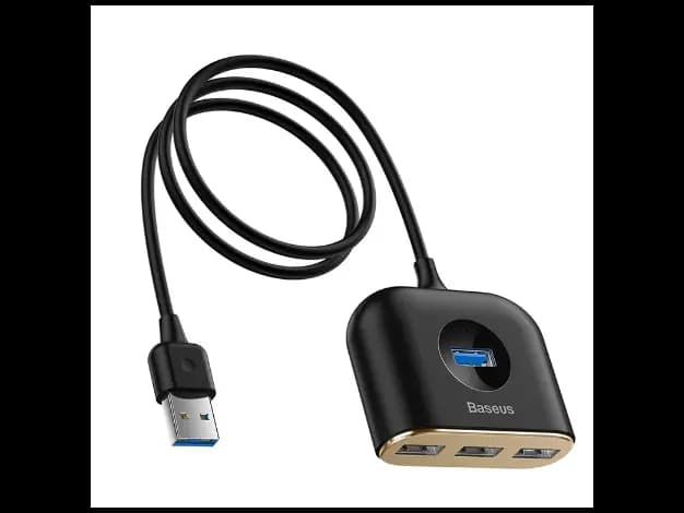 Baseus USB 4 Port Square round HUB Black – CAHUB-AY01- 6 Months Warranty