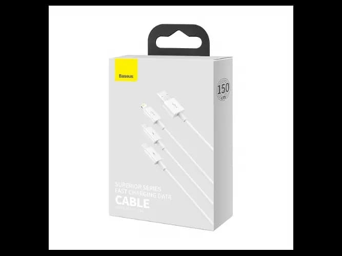 Baseus M L C 3.5A 1.5m Superior Series Fast Charging Data Cable White – CAMLTYS-02 – 6 Months Warranty (4)