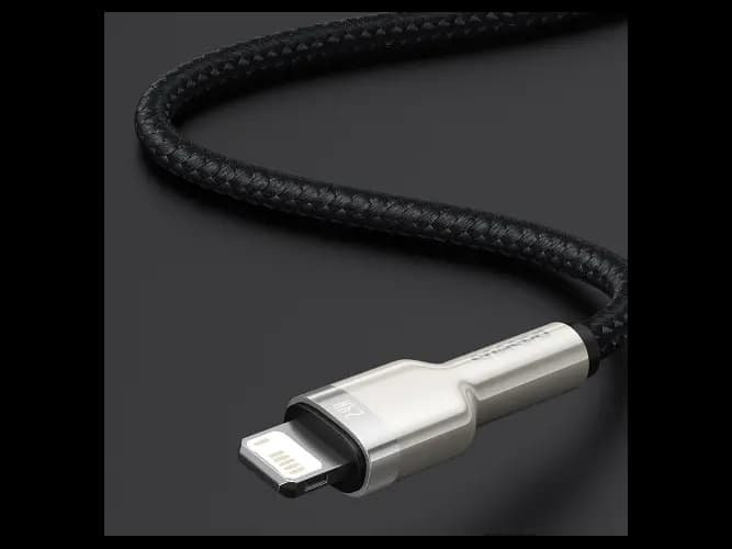 Baseus Cafule Series 25CM Short USB to IP Metal Data Cable 2.4A Black – CALJK-01- 6 Months Warranty (4)