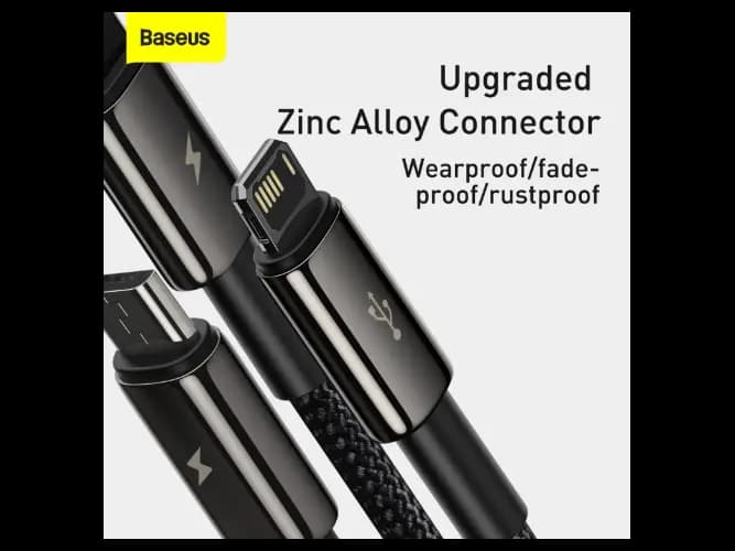 Baseus Tungsten 3 in1 USB – Lightning , Type C ,Micro Cable- CAMLTWJ-01- 6 Months Warranty (3)
