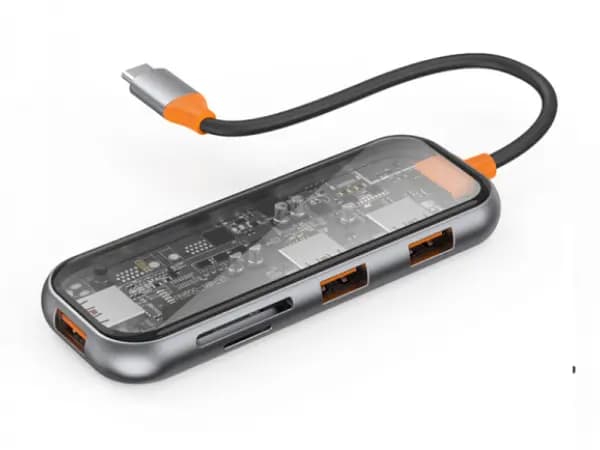 Wiwu CB005 Transparent 5 In 1 Cyber USB-C Hub