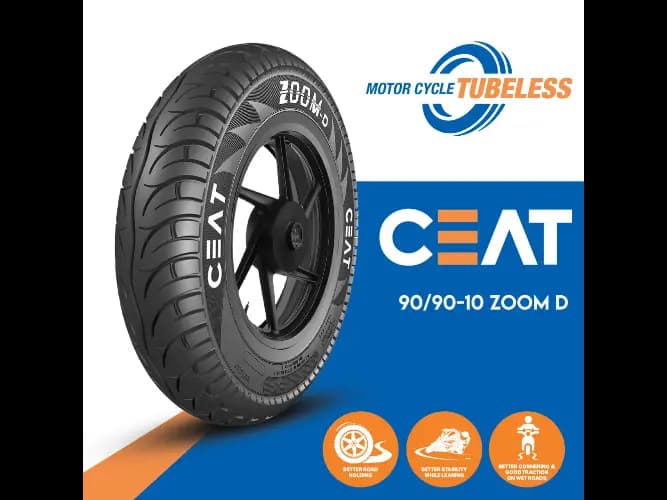 CEAT Scooter Tyre 90/90 -10 ZOOM D (F & R) Tubeless