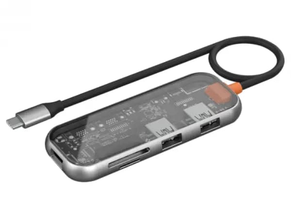 Wiwu CB005 Transparent 5 In 1 Cyber USB-C Hub (2)