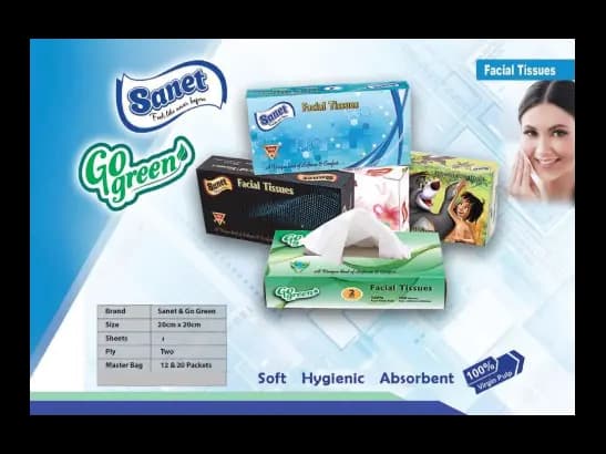 SANET/ GO GREEN FACIAL TISSUES BOX – 12 pcs Bundle