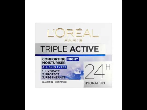 LOREAL TRIPLE ACTIVE 24H NIGHT CREAM COMFORTING MOISTURISER 50G