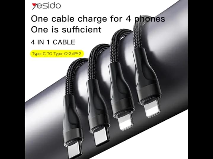 Yesido CA110 1.2m 4A Type-C to Dual Type-C Dual 8 Pin Charging Cable (2)