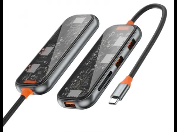 Wiwu CB005 Transparent 5 In 1 Cyber USB-C Hub (4)