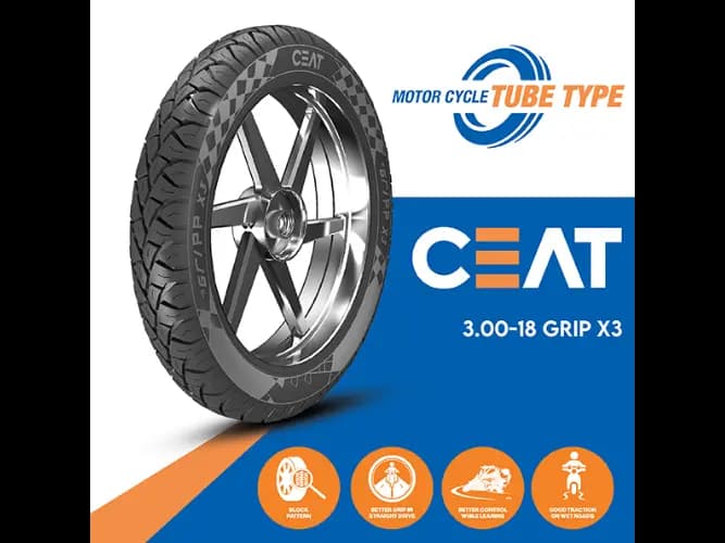 CEAT Motor cycle Tyre 3.00 - 18 Grip X 3 Tube Type