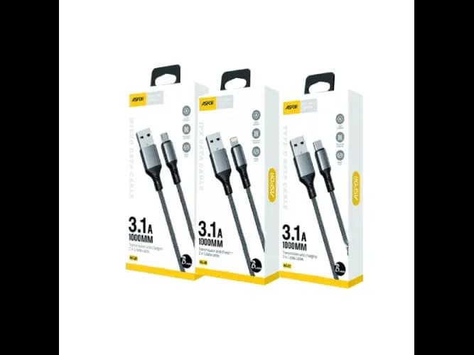 Aspor AC09 1M 3A Lightning LED Nylon cable (2)