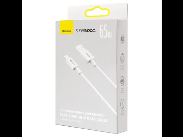 Baseus Superior Series SUPERVOOC USB-A to USB-C 65W 1m cable white (4)